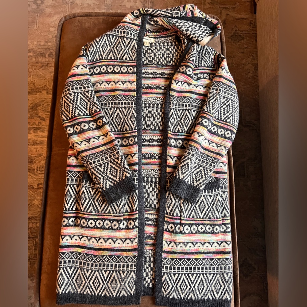 Monteau multi-coloured small women’s long sweater/cardigan with hood